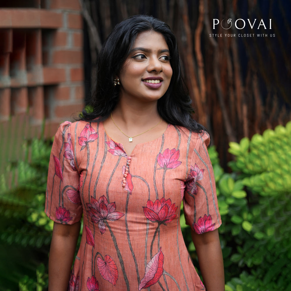 Rose Rust Kurti with scallop edged sides