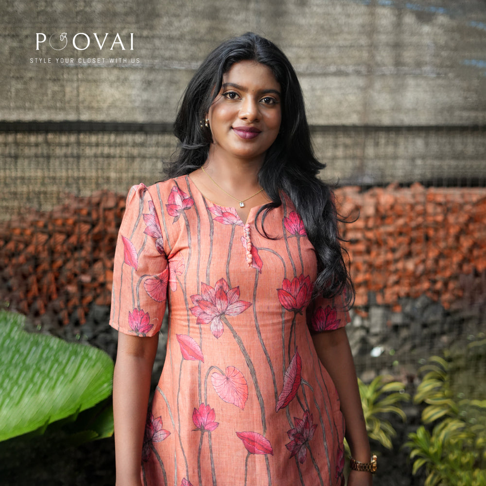 Rose Rust Kurti with scallop edged sides